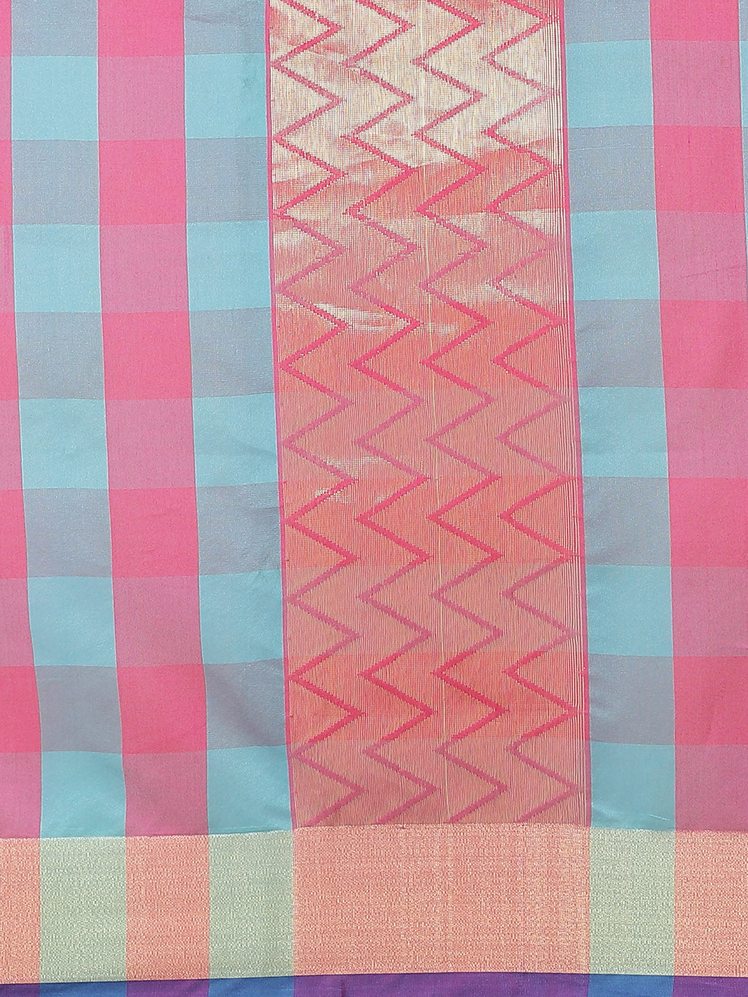 Mangalagiri Chanderi Silk Saree with Bright Checkered pattern and Zari Pallu