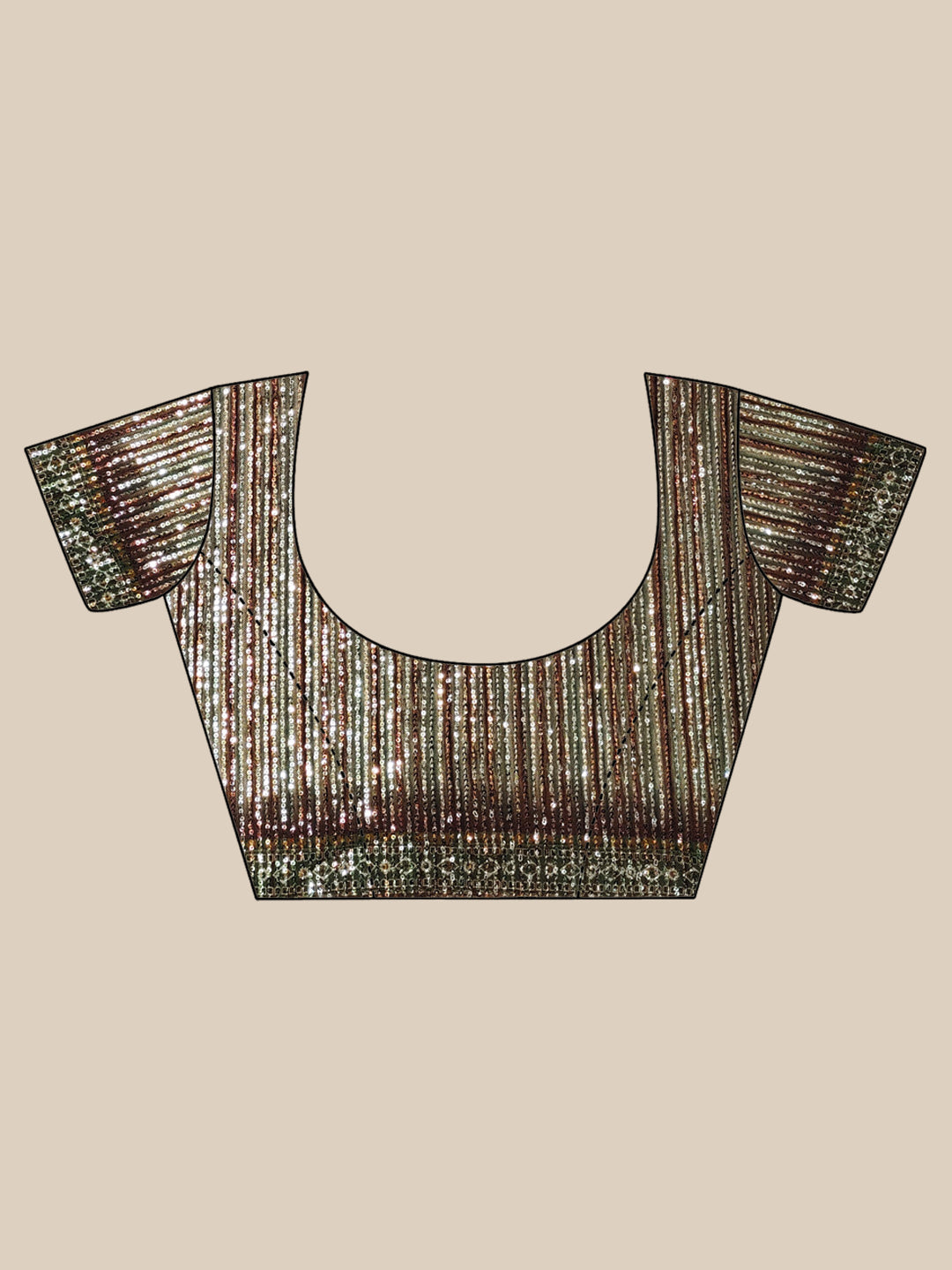 Striped Digital Print Saree with Sequin Embroidery Stretch Georgette