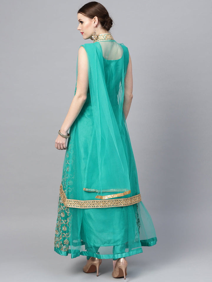 Zari Embroidered Anarkali Kurta Set with Matching Jacket