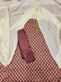 Chhabra 555 Floral Print Unstitched Cotton Suit with Chikankari Embroidery Dupatta & Multicolor Lace