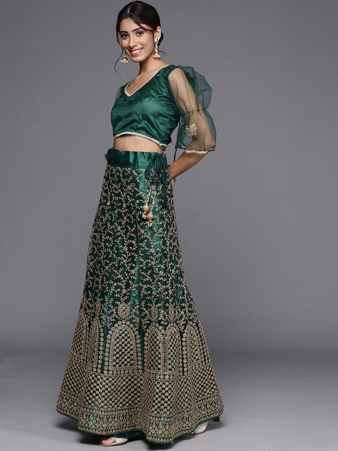 Jaal Gold Kasab Zari Embroidery Lehenga Choli Set