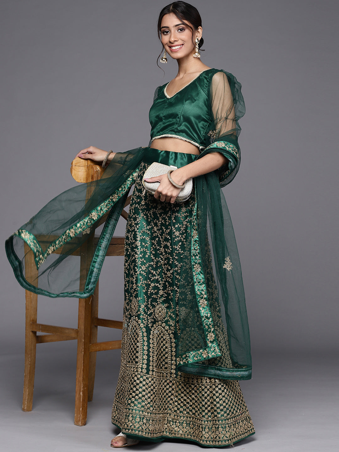 Jaal Gold Kasab Zari Embroidery Lehenga Choli Set