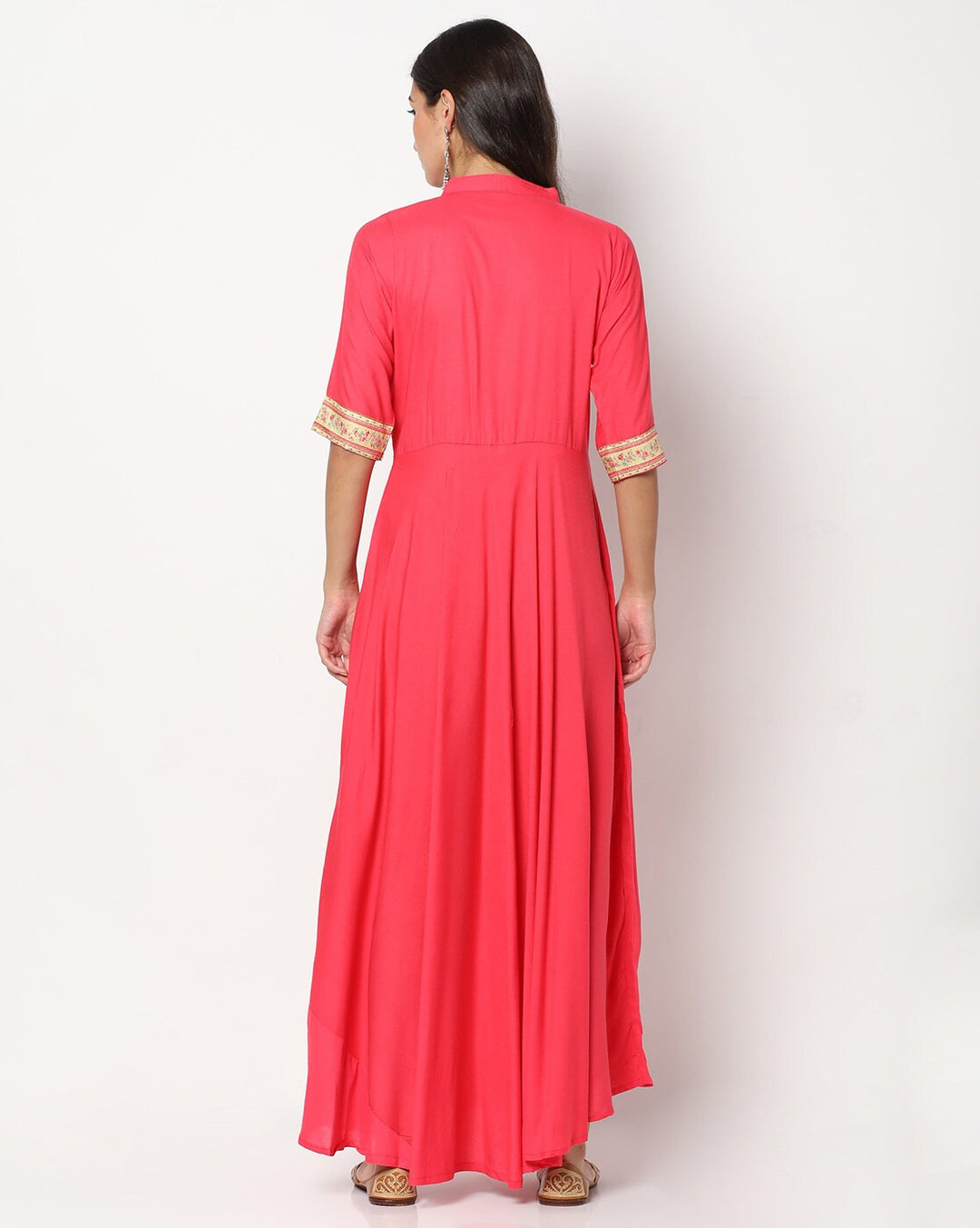 Anarkali Kurta Set with Resham Floral Embroidery and Striped dupatta
