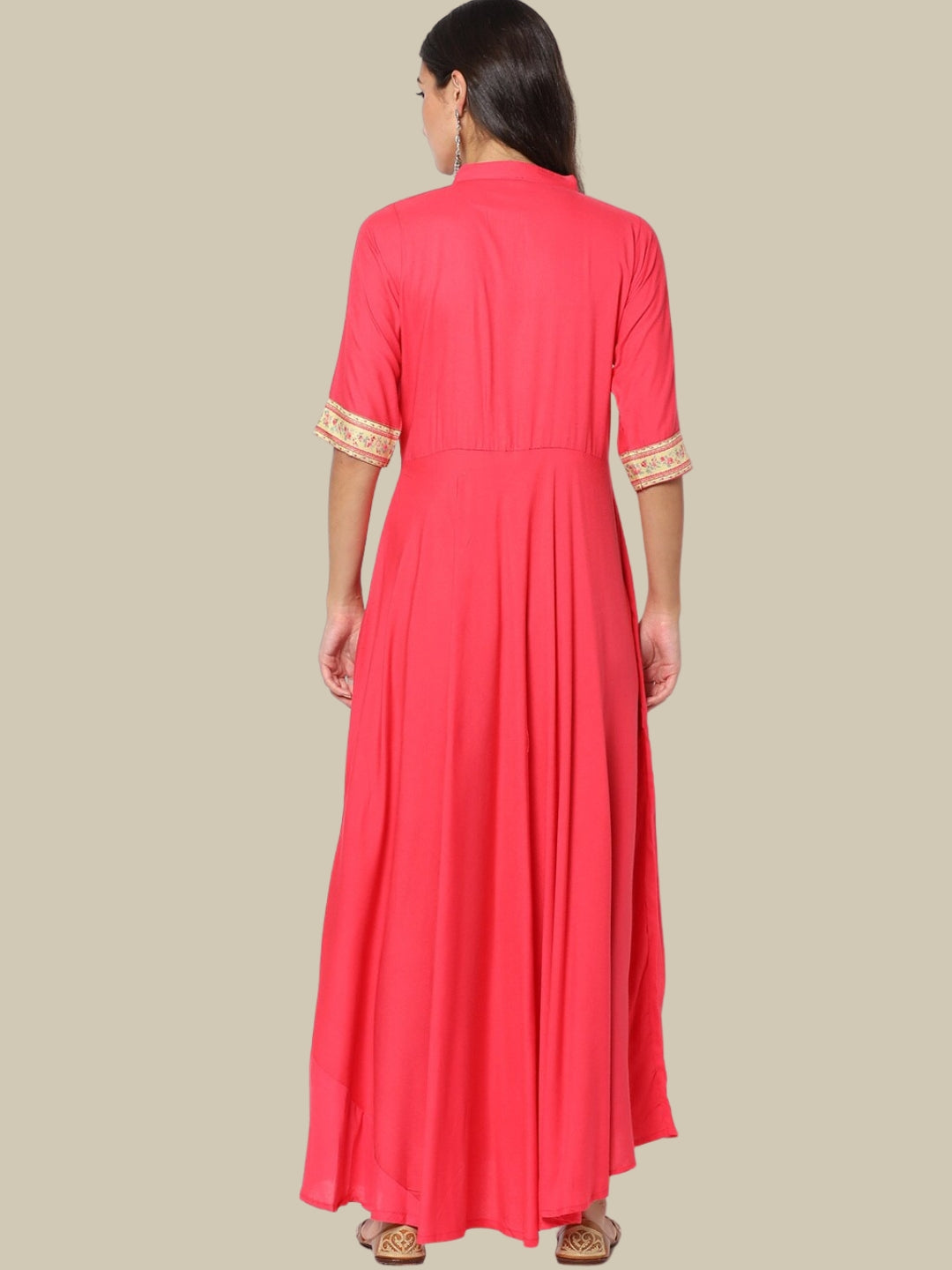 Anarkali Kurta Set with Resham Floral Embroidery & Gota Patti Dupatta