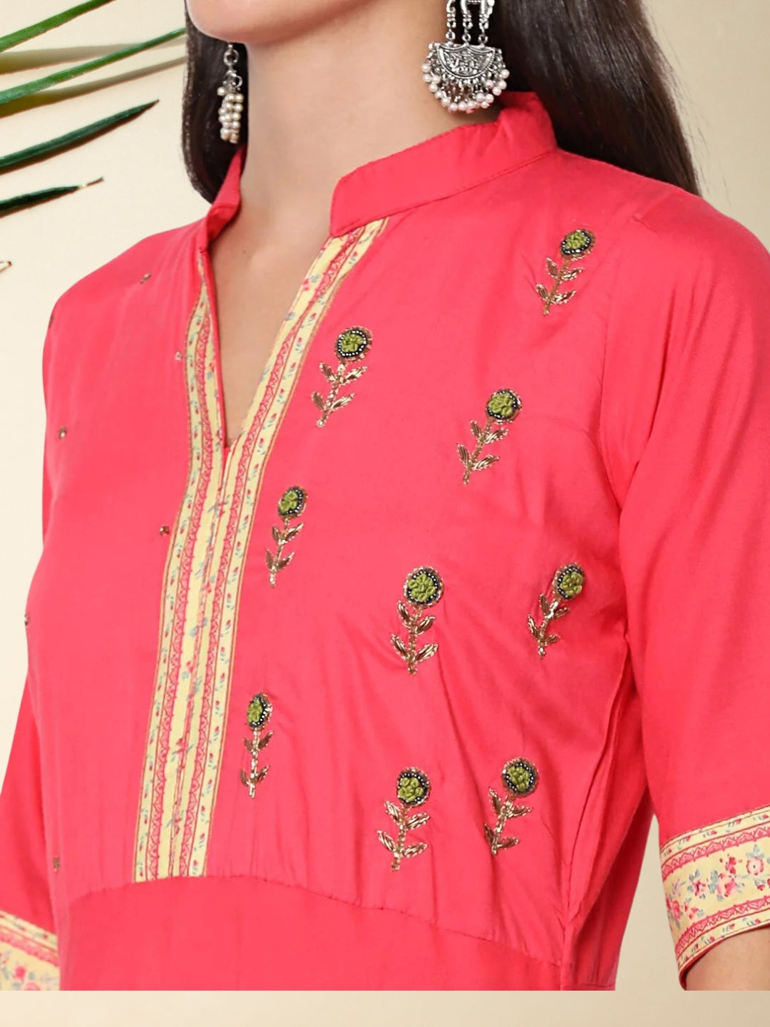 Anarkali Kurta Set with Resham Floral Embroidery & Gota Patti Dupatta