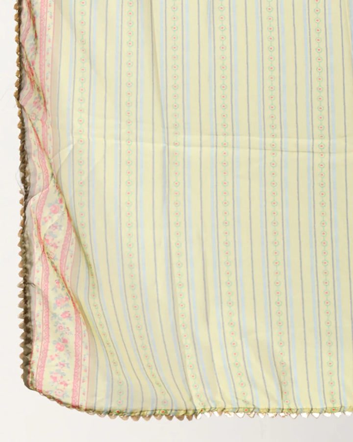 Anarkali Kurta Set with Resham Floral Embroidery and Striped dupatta