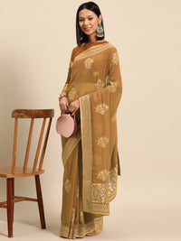 Chhabra 555 Aari Resham Embroidered Georgette saree with Crystal Embellished Floral Motifs