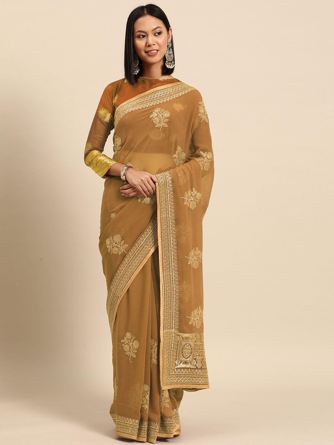 Aari Resham Embroidered Georgette saree