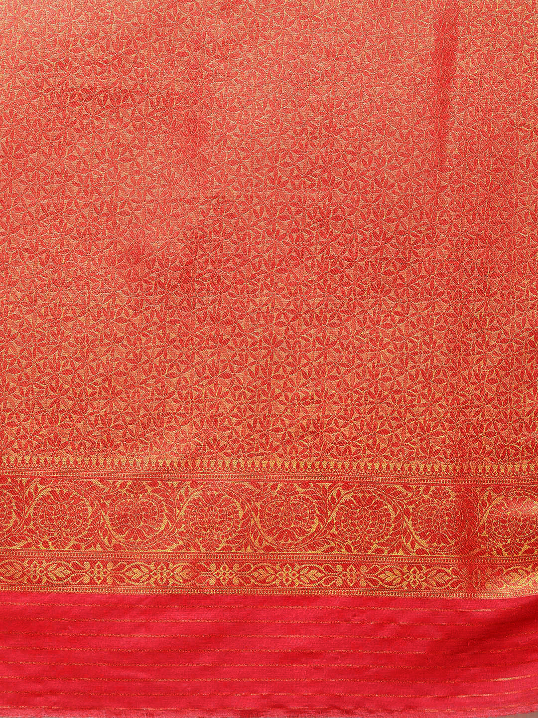 Red Woven Ethnic Kanjeevaram Handloom Saree with Zari Ethnic Motifs