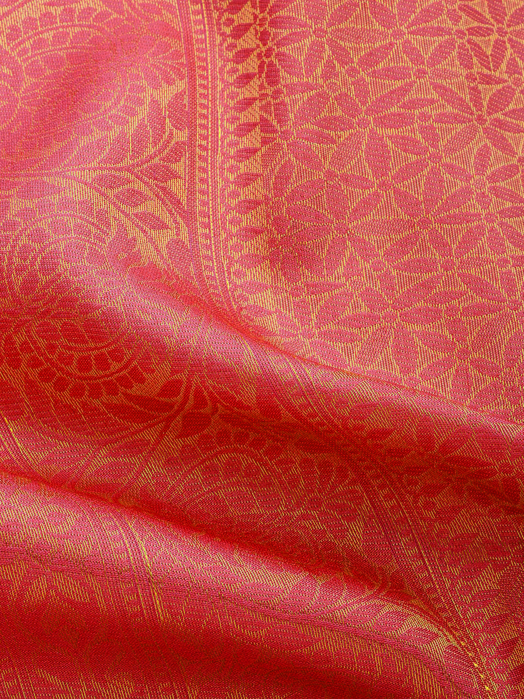Red Woven Ethnic Kanjeevaram Handloom Saree with Zari Ethnic Motifs