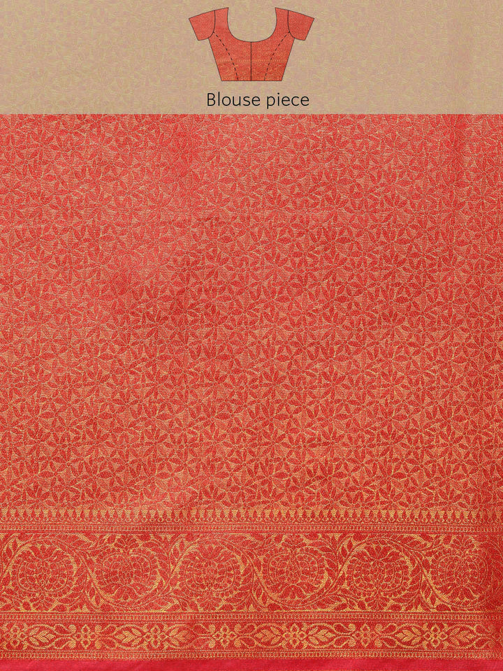 Red Woven Ethnic Kanjeevaram Handloom Saree with Zari Ethnic Motifs