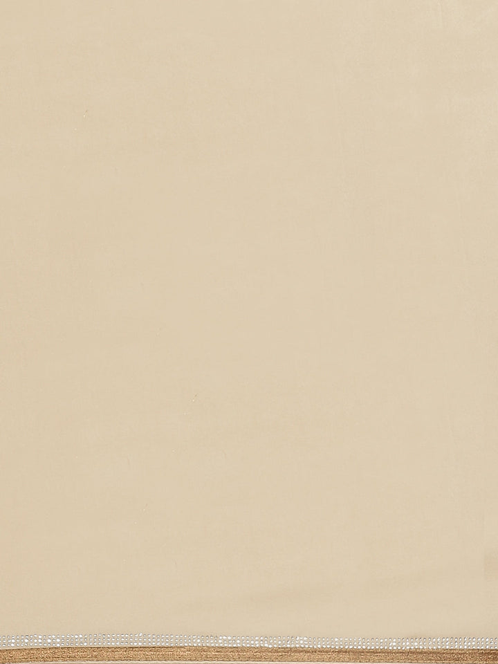 Golden Shimmer Georgette Cocktail Saree with Foil Print & Heavy Swarovski Work