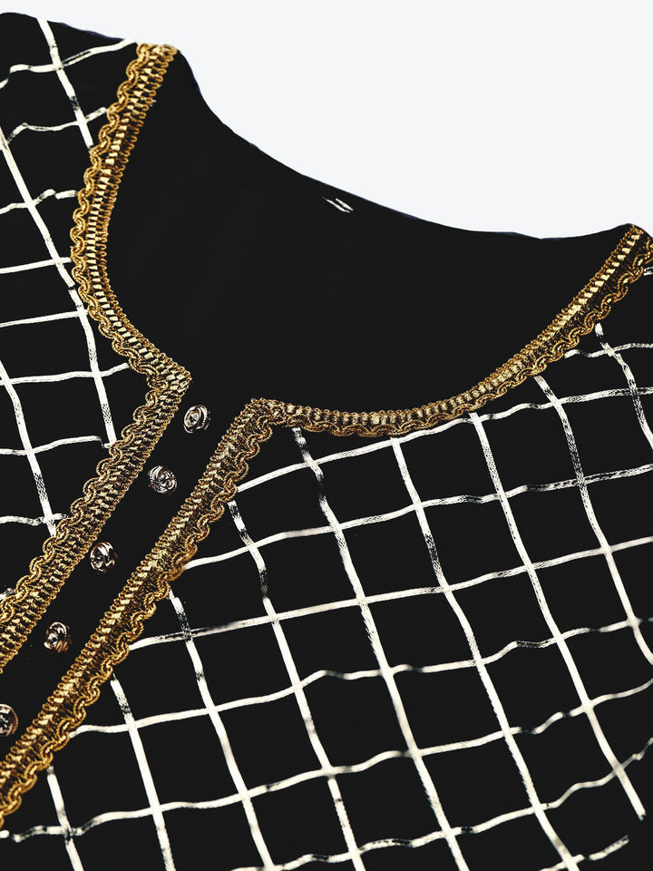 Made to Measure Black Kurta Pallazo Set with Gotta Patti Embroidery & Chiffon Dupatta