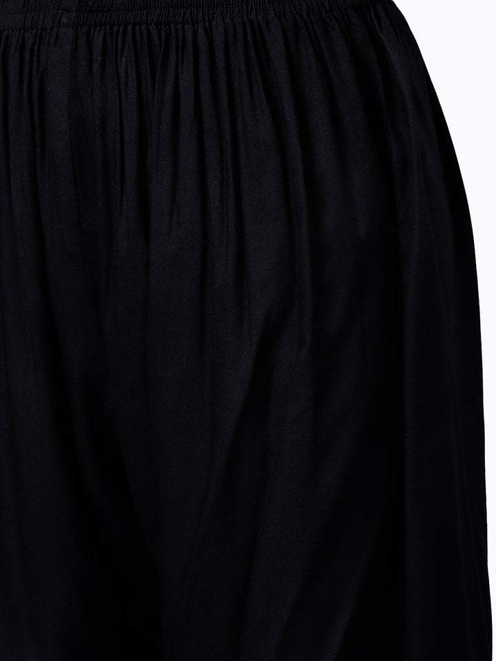 Made to Measure Black Kurta Pallazo Set with Gotta Patti Embroidery & Chiffon Dupatta