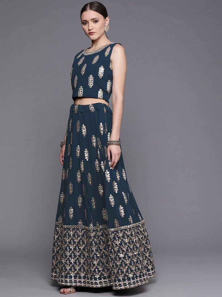 Made to Measure Gotta Patti & Mirror Crystal Embroidered Georgette Lehanga Choli Set
