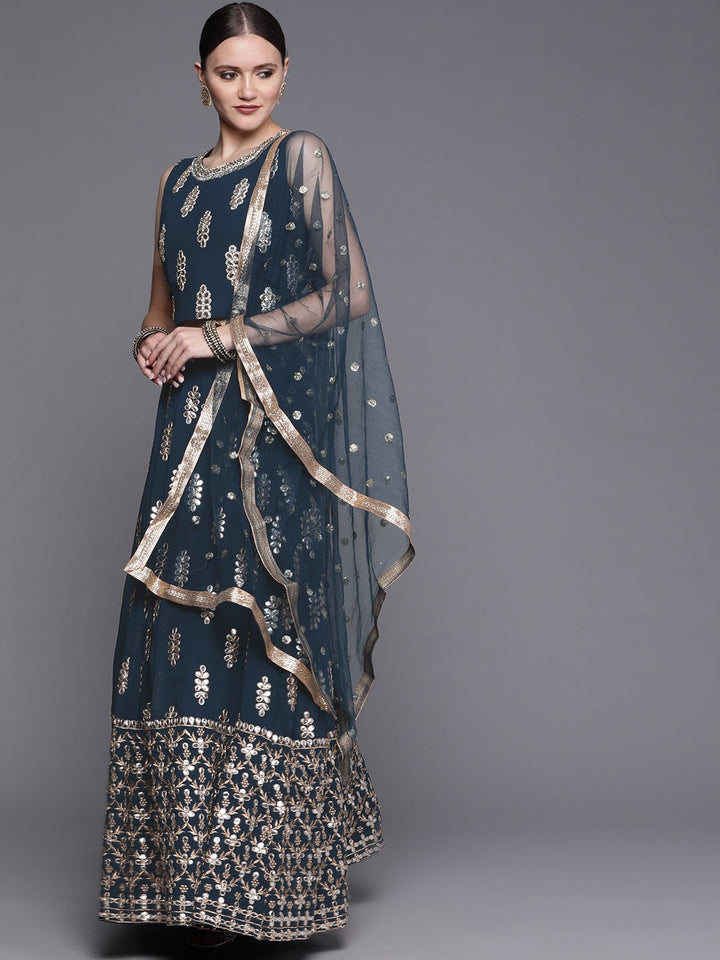 Made to Measure Gotta Patti & Mirror Crystal Embroidered Georgette Lehanga Choli Set