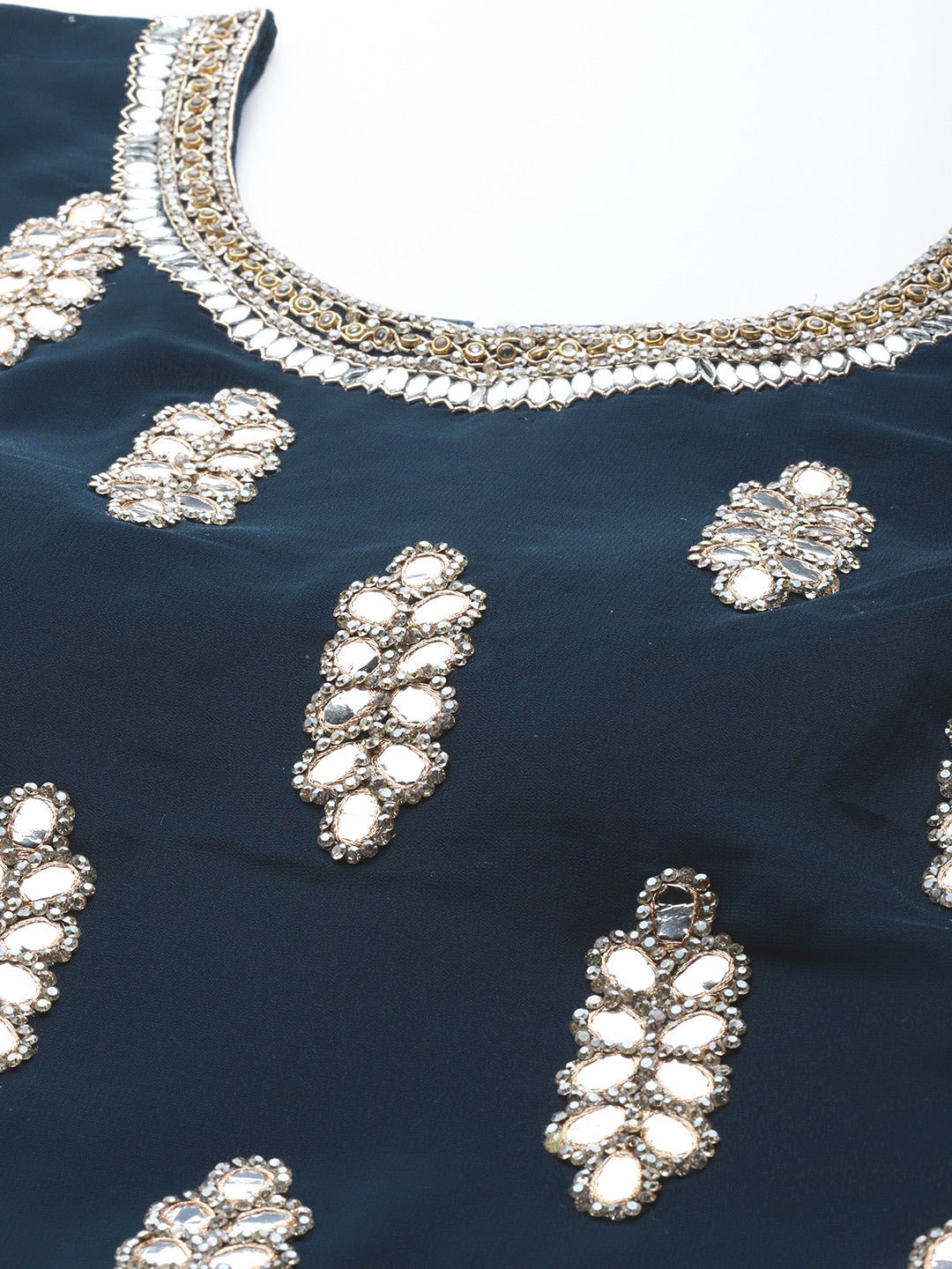 Made to Measure Gotta Patti & Mirror Crystal Embroidered Georgette Lehanga Choli Set