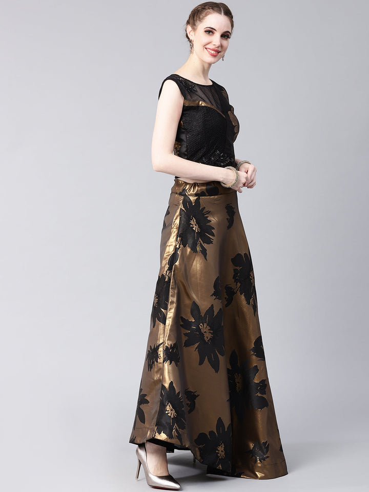 Embellished Crop Top Lehenga Choli with Metallic Foil Print
