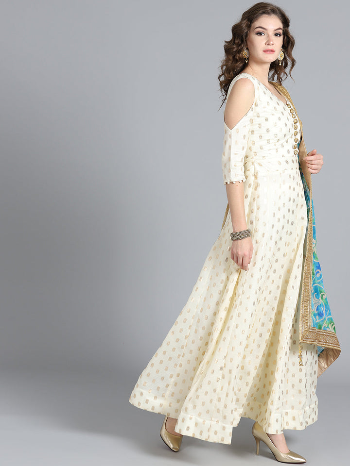 Embellished Anarkali Suit with Ombre Chanderi Dupatta