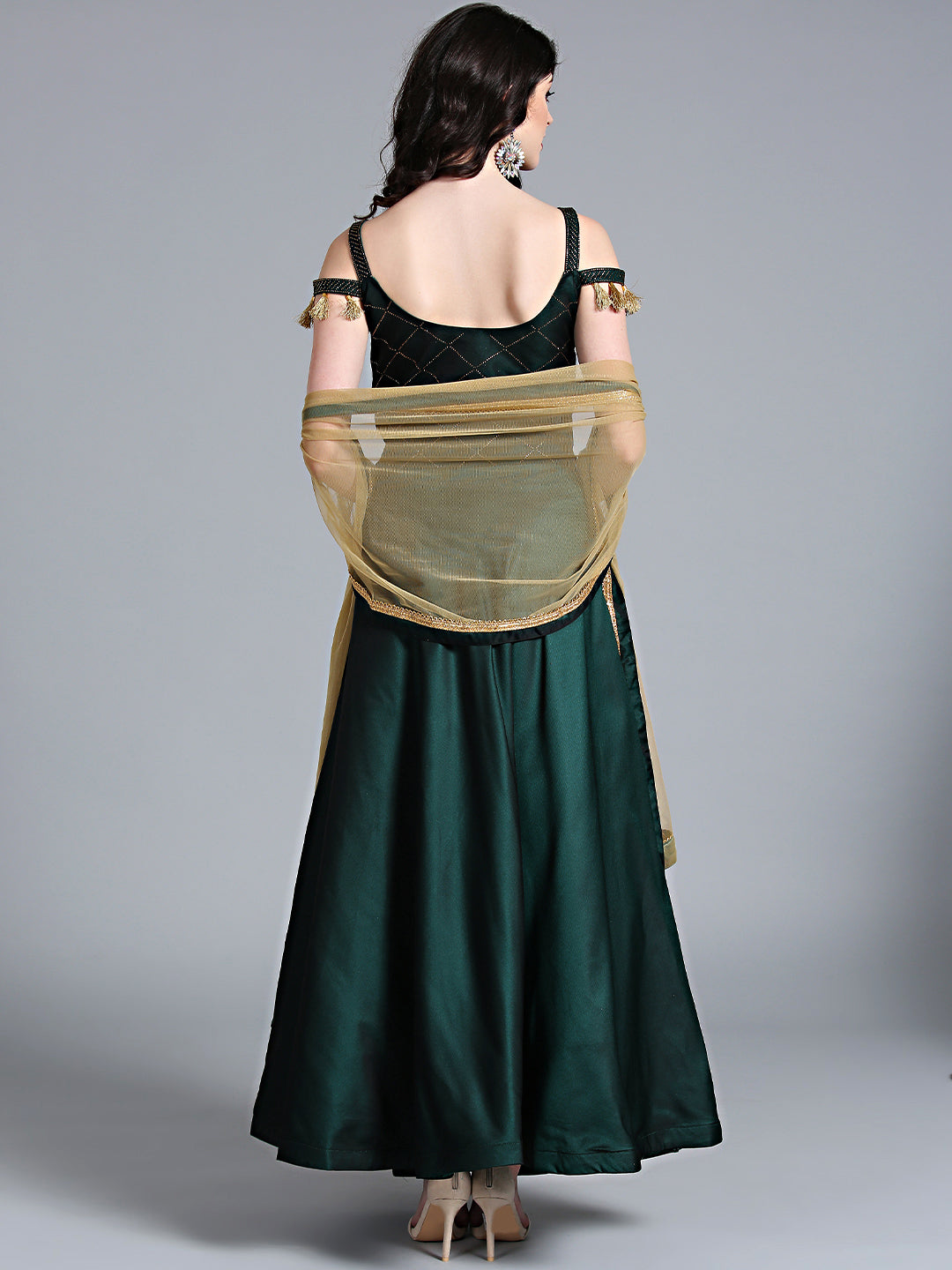 Sequin Embellished Silk Crop Top Lehenga Choli