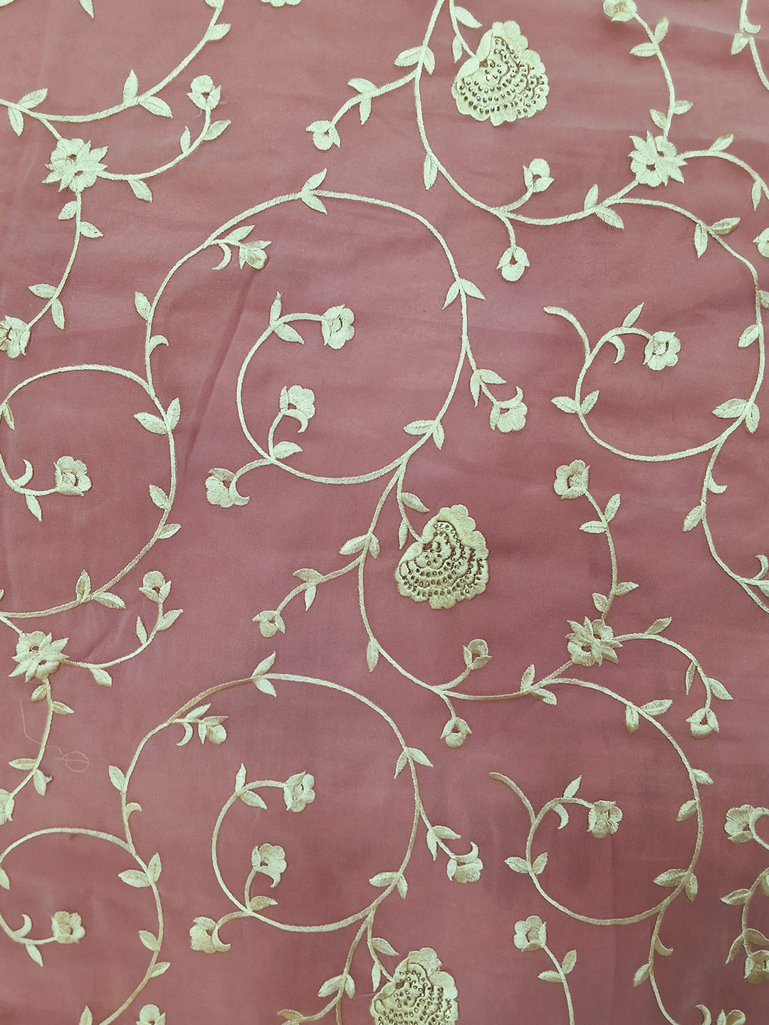 Georgette Saree with Zari Embroidered Floral Border and Blouse Piece