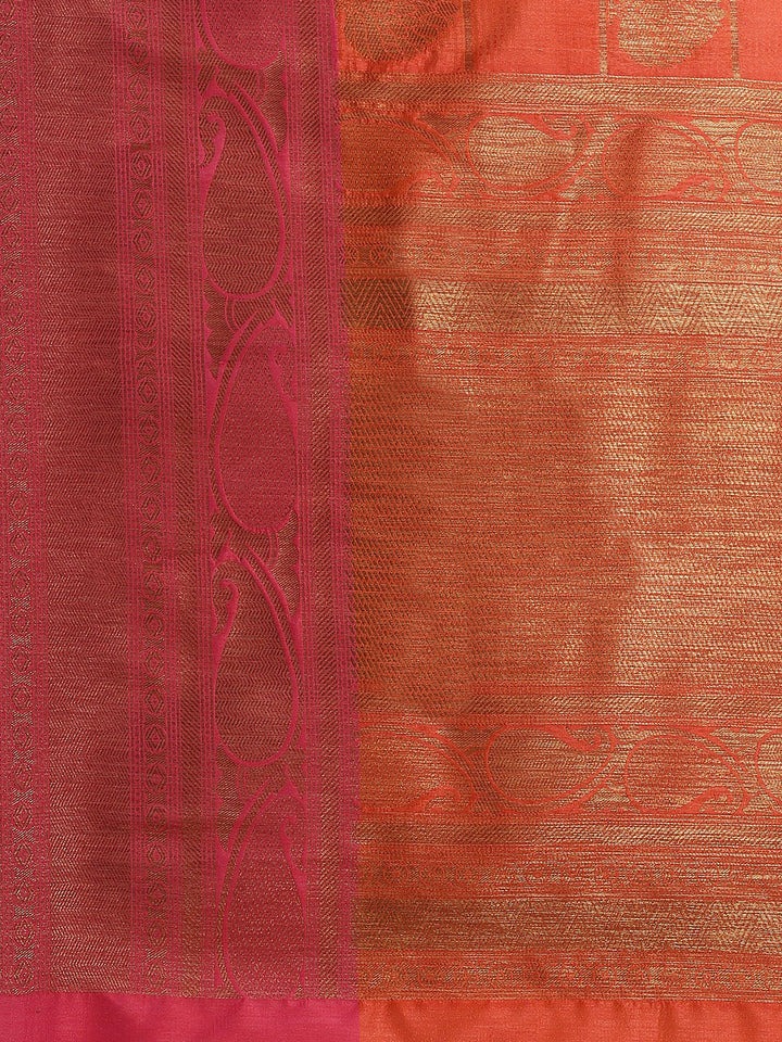 NWJL5433 Traditional Checked Banarasi Jute Silk Saree with Oxidised Zari and contrast border