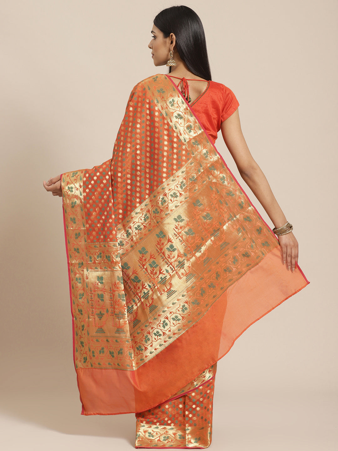 Banarasi Heritage of India Saree with Gold Zari &  Resham Weaving in Geometrical Pattern