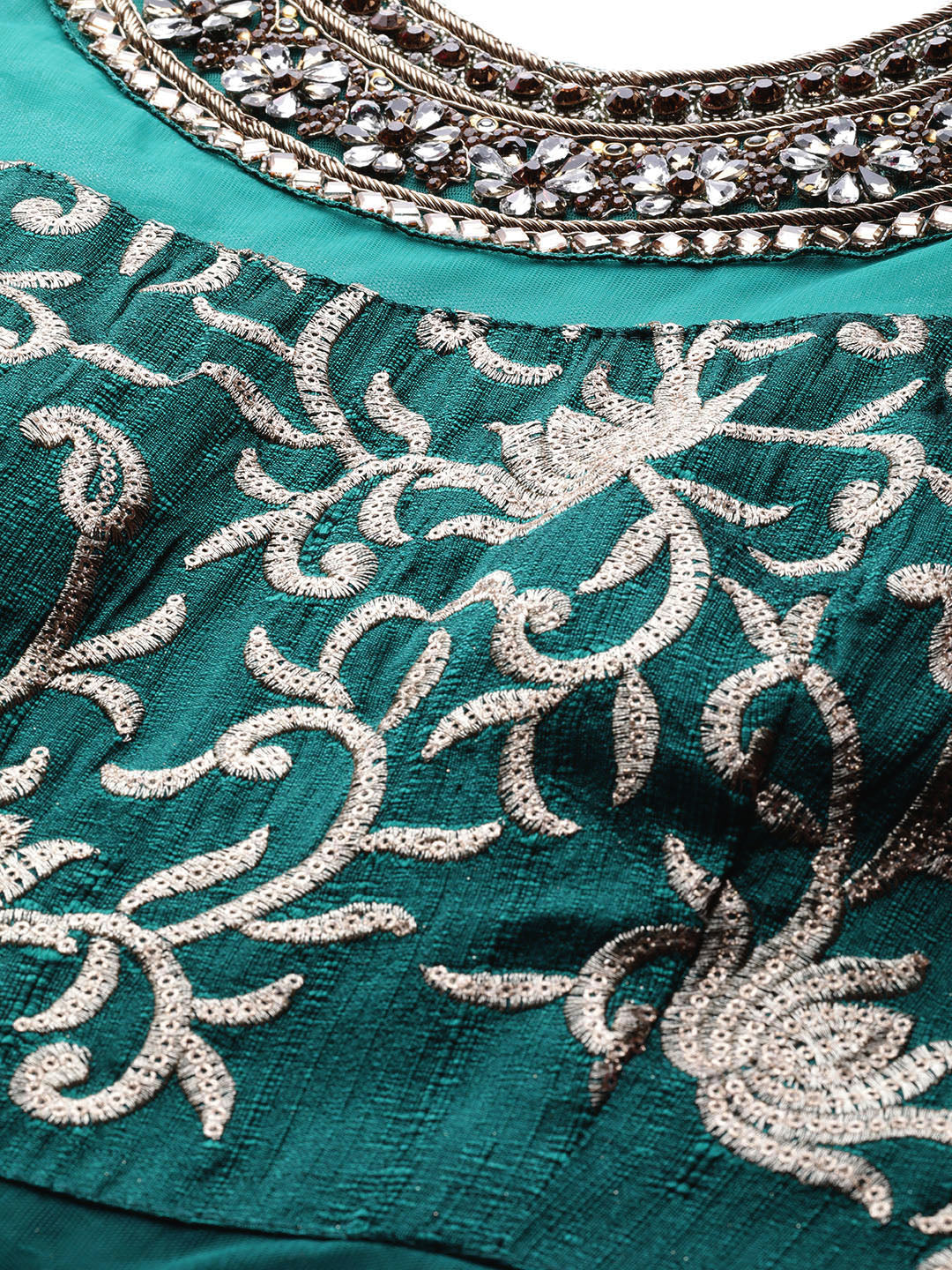 Anarkali Cocktail Gown with Embellished Neckline and Kasab Embroidery