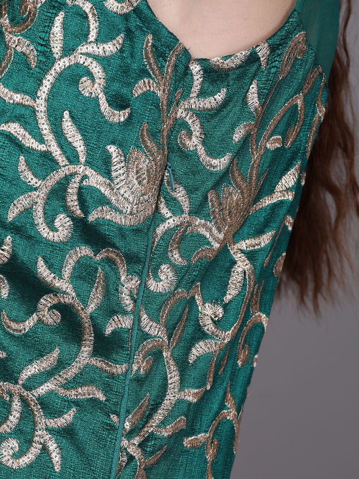 Anarkali Cocktail Gown with Embellished Neckline and Kasab Embroidery