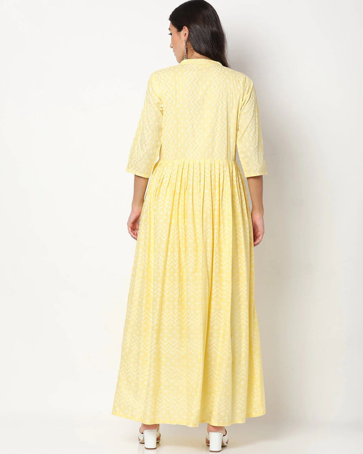 Ikat Inspired Printed Anarkali Kurta Set & Chiffon Tie & Dye Dupatta