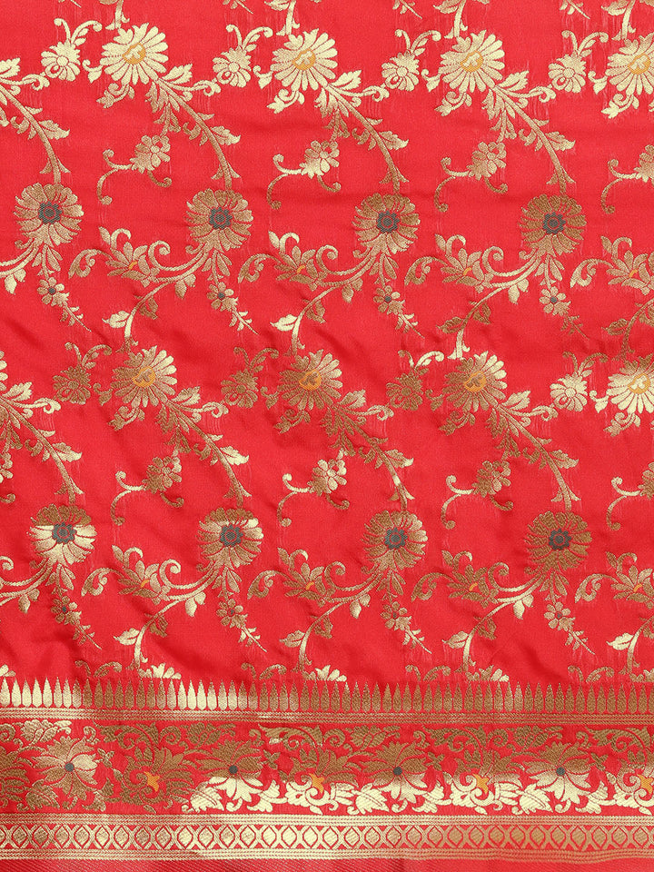 Bridal Banarasi Handloom Silk Saree with Floral Meenakari