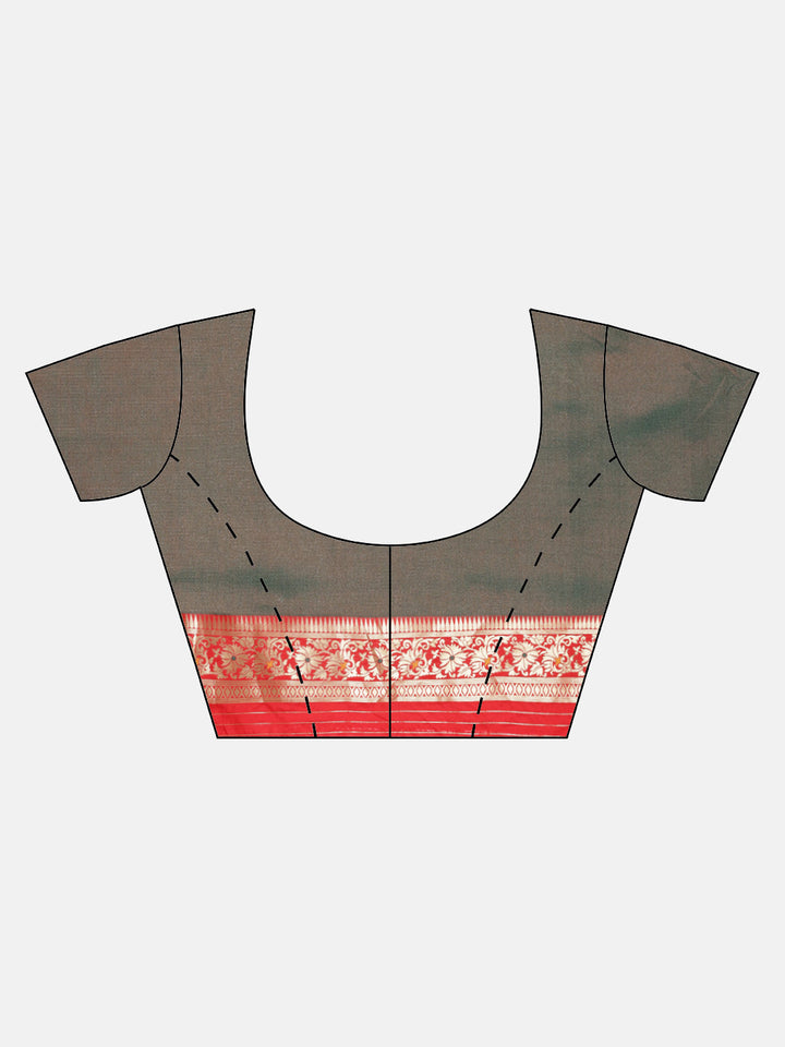 Bridal Banarasi Handloom Silk Saree with Floral Meenakari