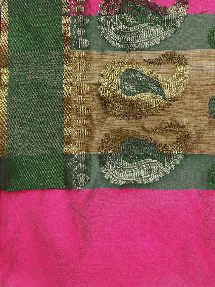 Chanderi Silk Saree with Resham Zari Woven Paisley Patterns