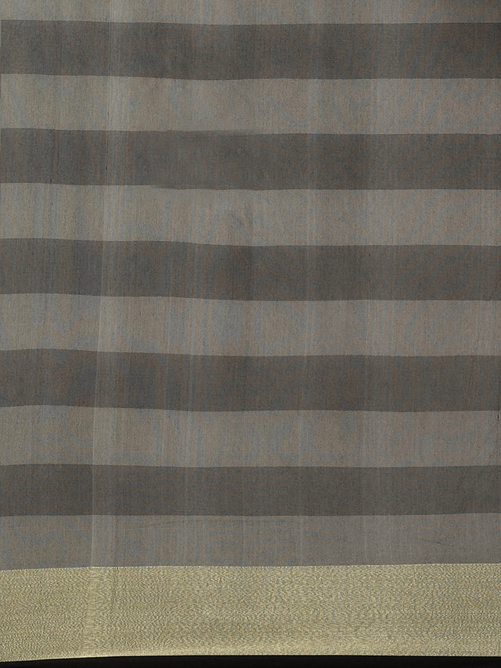 Mangalagiri Chanderi Silk Saree with Black and grey Checkered pattern and Zari Pallu