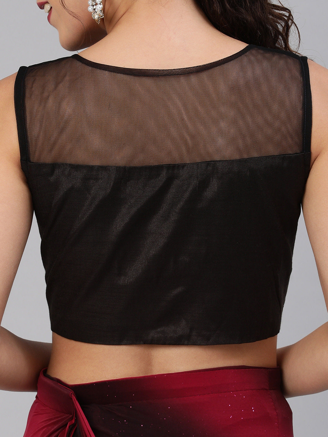 Ruffled Pre-stitched Saree with Ombre Drape and Frills and Black Shimmer Blouse