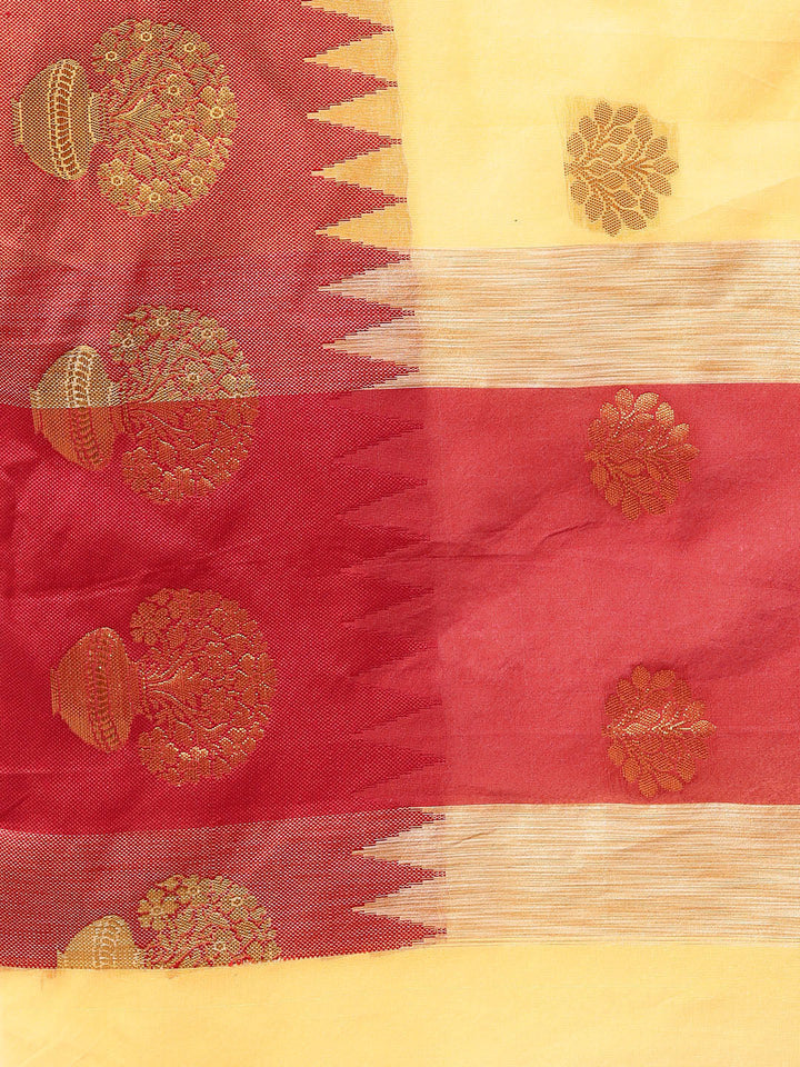 Chanderi Cotton Banarasi Saree with Floral Ethnic Motifs