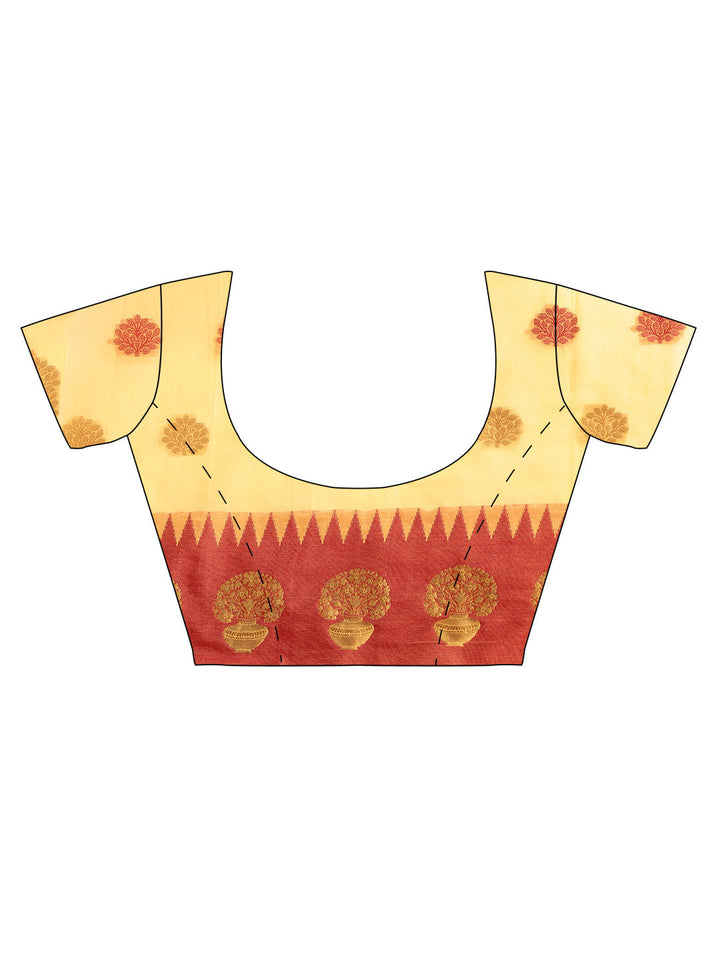 Chanderi Cotton Banarasi Saree with Floral Ethnic Motifs