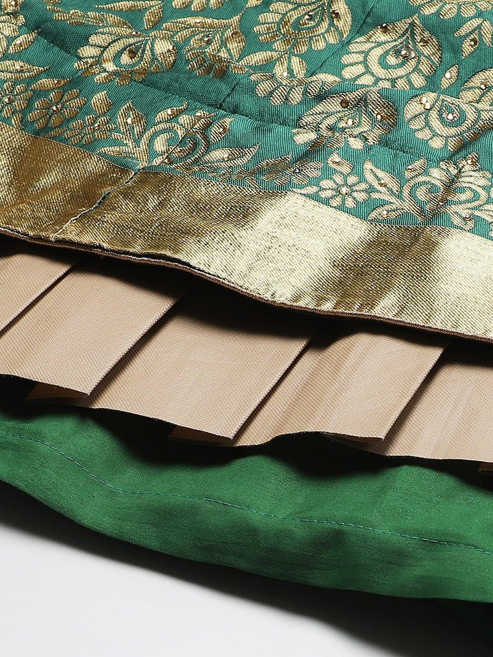 Ombre Semi Stitched Kalidar Banarasi Lehenga Choli With Zari Weaving & Peacock Motifs