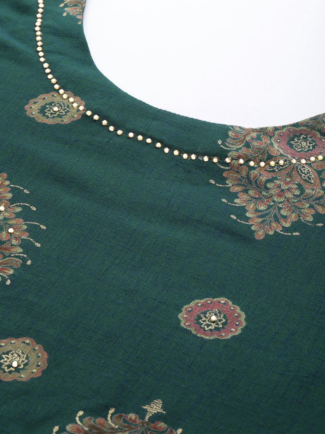 Teal Digital Print Festive Embellished Kurta Sharara Set
