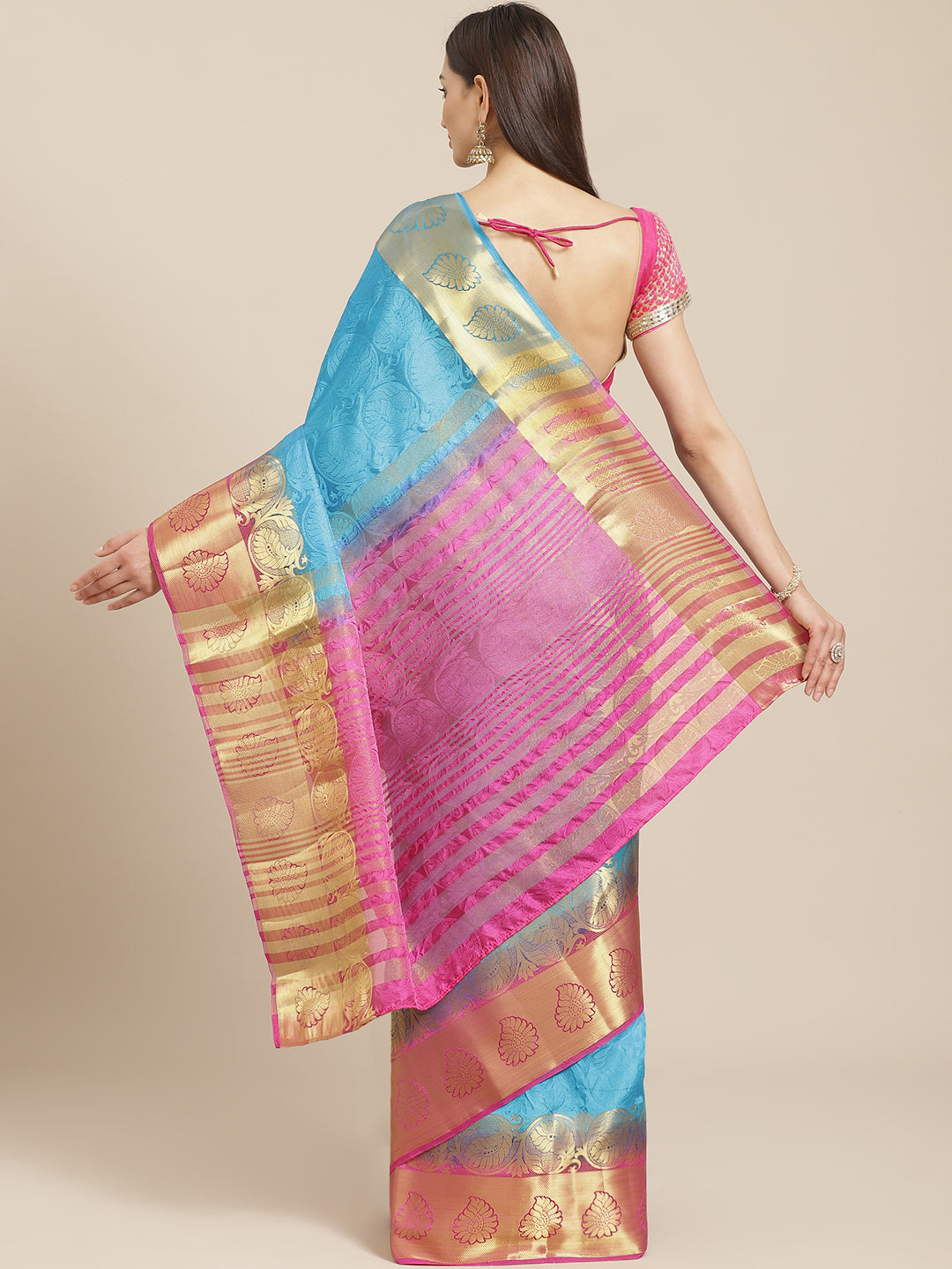 Banarasi Heritage Self Embossed Saree with Gold Zari, Paisley Motifs & Ombre dyeing