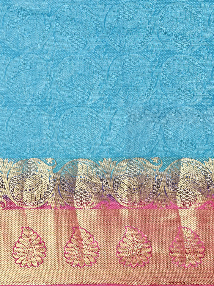 Banarasi Heritage Self Embossed Saree with Gold Zari, Paisley Motifs & Ombre dyeing