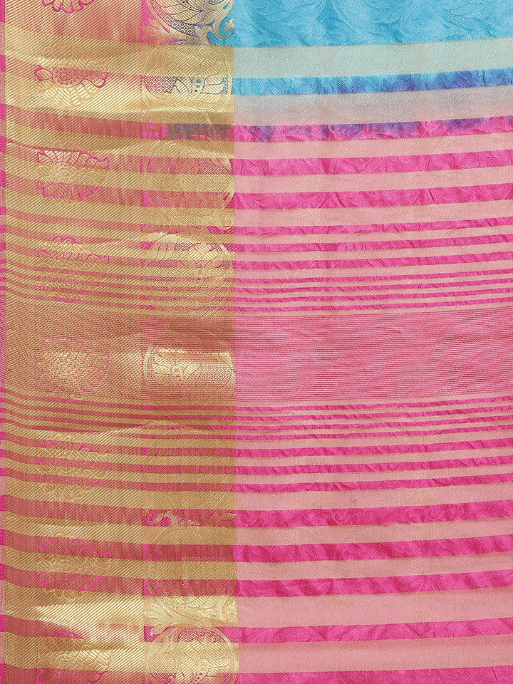 Banarasi Heritage Self Embossed Saree with Gold Zari, Paisley Motifs & Ombre dyeing