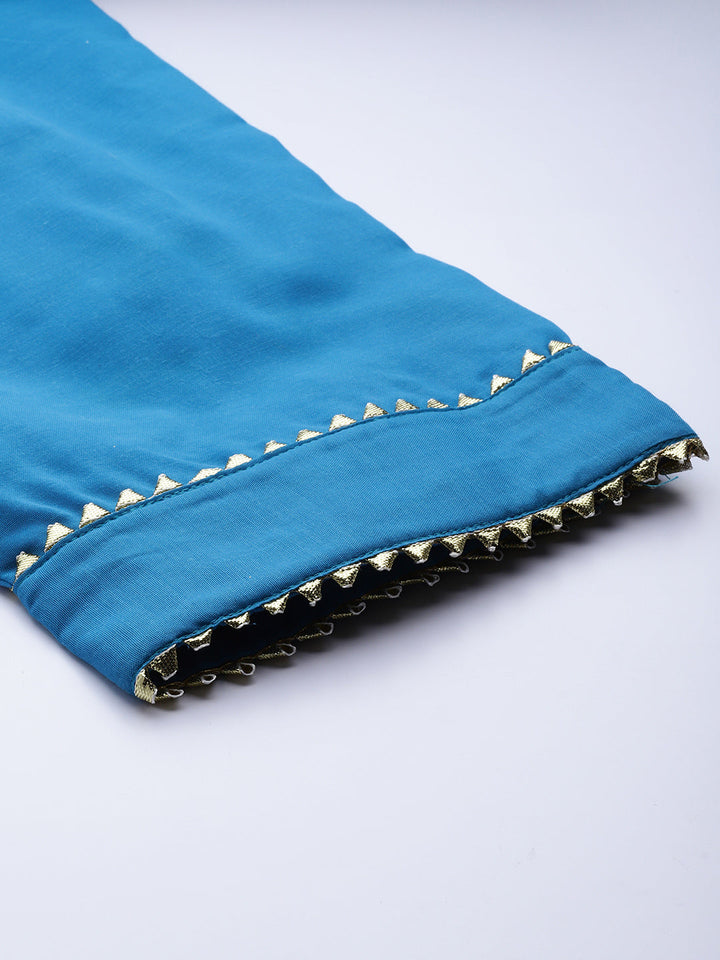 Unstitched Cotton Gota Embellished Dress Material Set & Dupatta