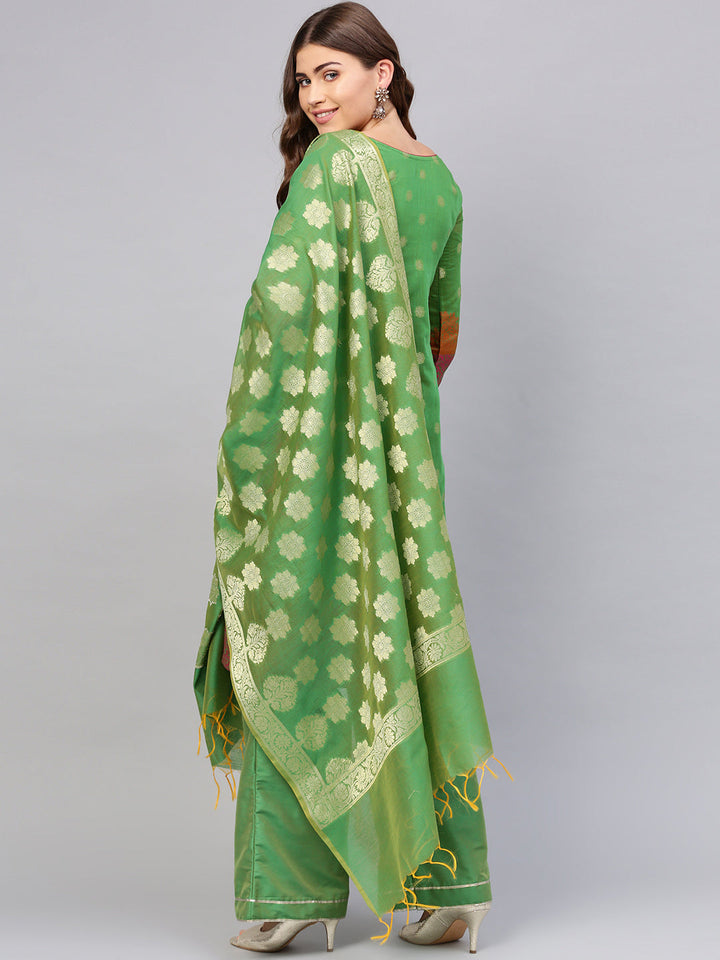 Banarasi Kurta Set with Handloom Dupatta and Pallazos