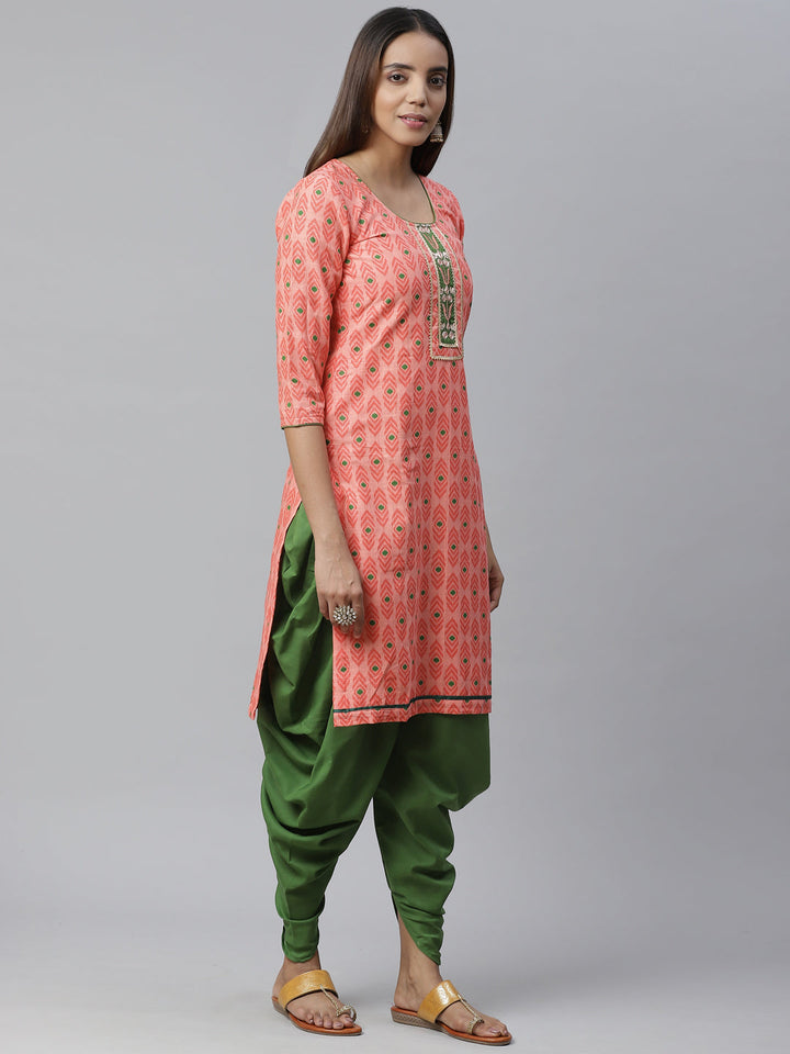 Cotton Ikat Inspired Suit Dupatta with Zari embroidered neckline and Bandhej Dupatta
