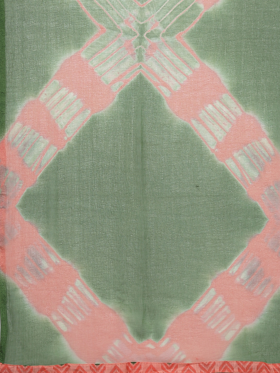 Cotton Ikat Inspired Kurta Set with Zari embroidered neckline and Bandhej Dupatta