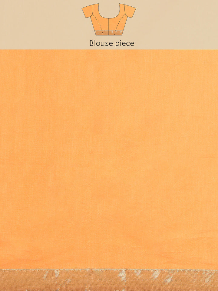 Orange Paisley Resham Thread Embroidery Cotton Tussar Saree