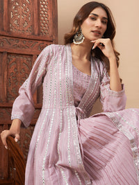 Chhabra 555 Indo-western Pleated Lehenga Set with Mirror & Resham Embroidered Jacket and Crop Top