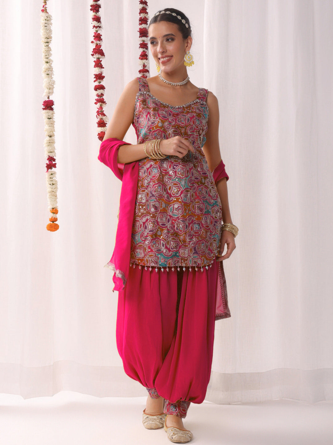 Multicolor Resham Embroidered Kurta Set