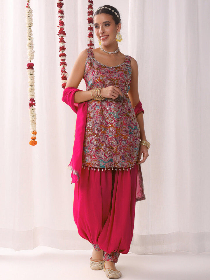 Multicolor Resham Embroidered Kurta Set